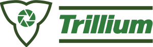 Trillium Imaging Services logo featuring a stylized trillium flower with a camera shutter icon in green.
