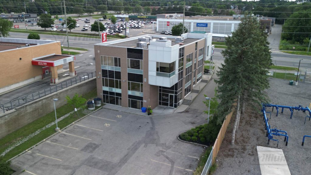 Rear shot of commercial building in Waterloo Ontario